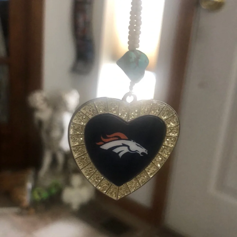 Denver Broncos Sparkle Heart Charm